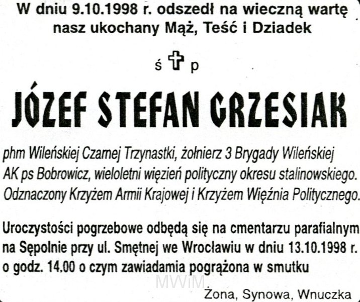 nek 9.jpg - Dok. Nekrologi żołnierzy AK okręgu Nowogródzkiego – wycinki z prasy, lata 80/90-te XX wieku.